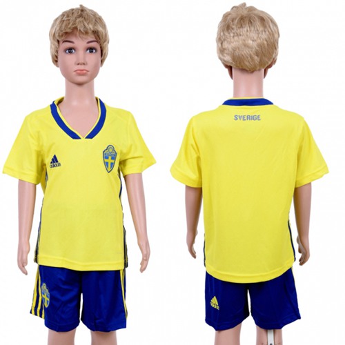 Sweden Blank Home Kid Soccer Country Jersey